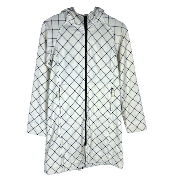 Lululemon Athletica Apres Yoga Rain Diamond Chevron Jacket Ivory / Gray Size 4 - Picture 1 of 9